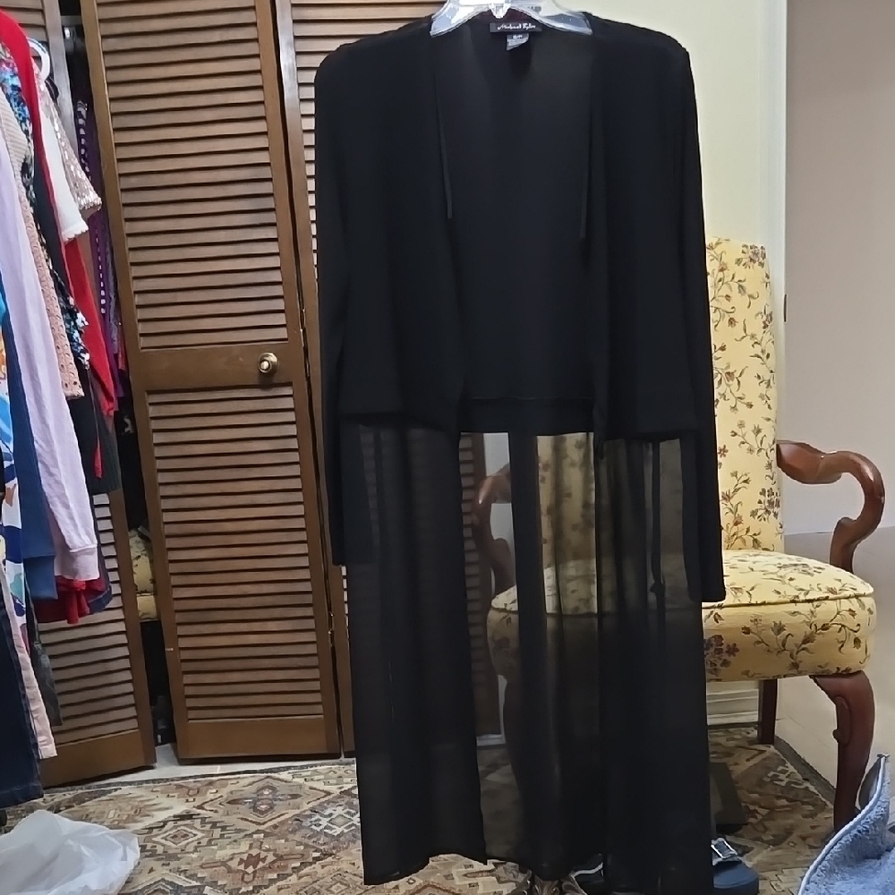 Michael Tyler Stylish Black long open cardigan